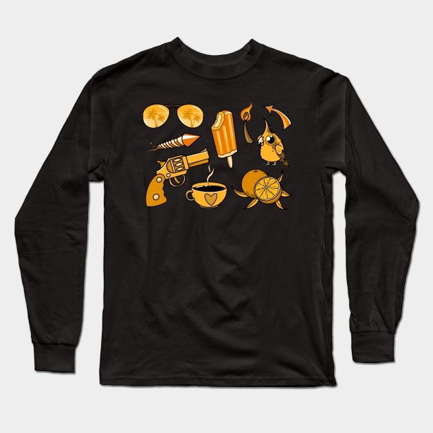 Orange Long Sleeve T-Shirt by NikInked